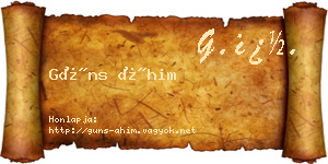 Güns Áhim névjegykártya